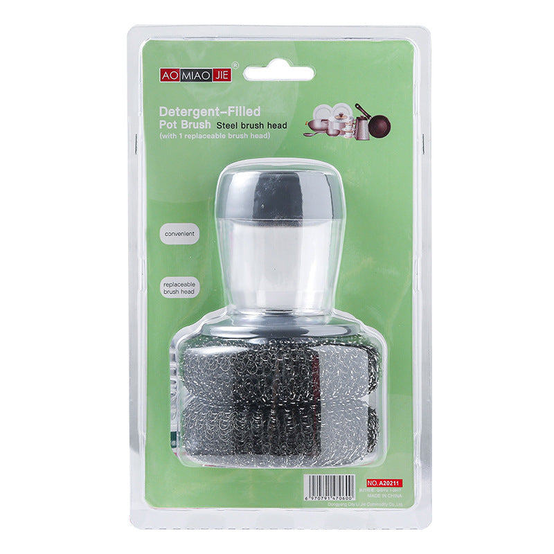 Kitchen Soap Press Dispensing Palm Brush