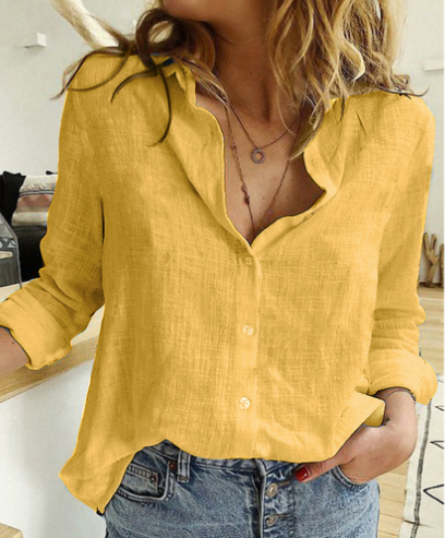 2023 New Hot Sale-Ladies Loose Casual Long Sleeve Linen Shirt