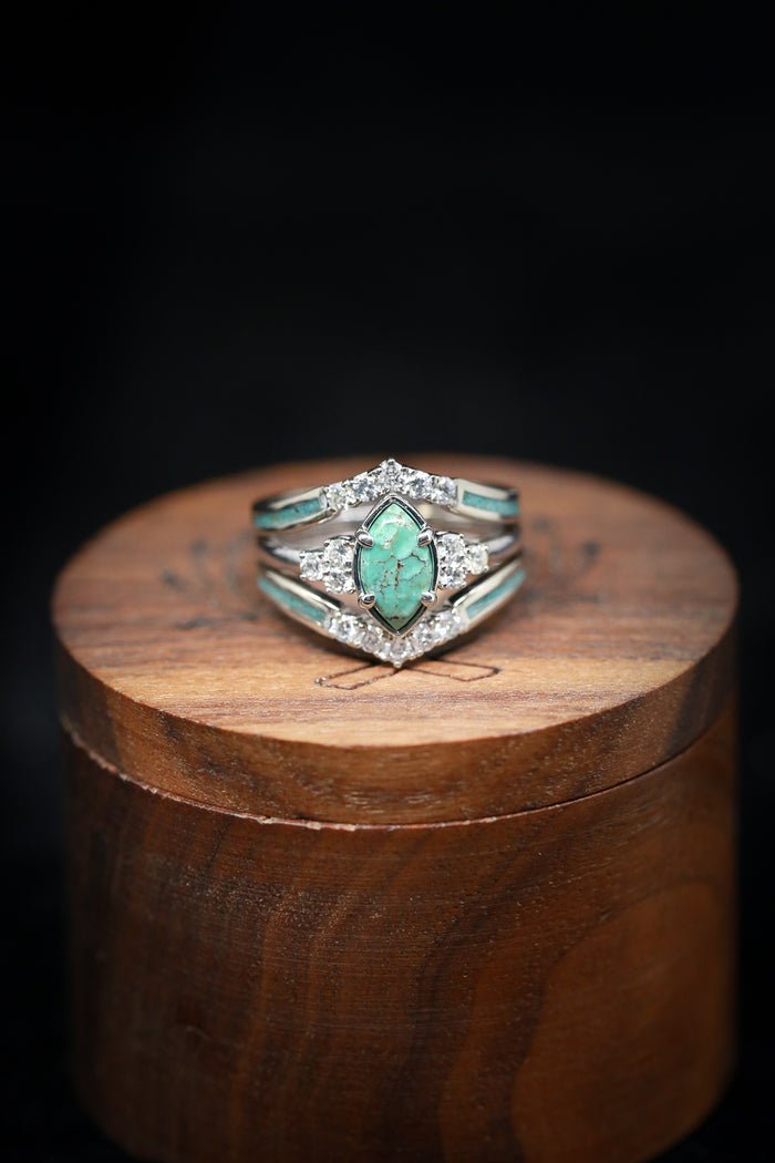 Sterling Silver Natural Turquoise Diamond Ring