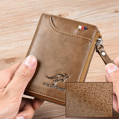 (🎁2025 New Year Hot Sale🎁)Men Wallet Zipper Genuine Leather Purse ( RFID PROTECTED )
