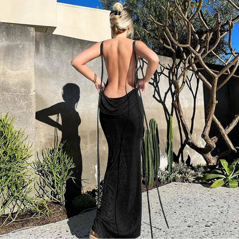 Backless Maxi Dress Buy 2 Automatic 10% Off & Free Shipping