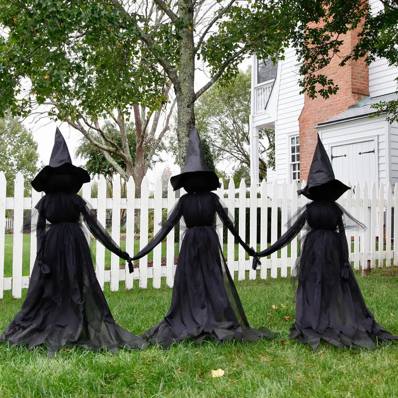 Three Glowing Pumpkin Witches Create Your Spooky Halloween Yard!