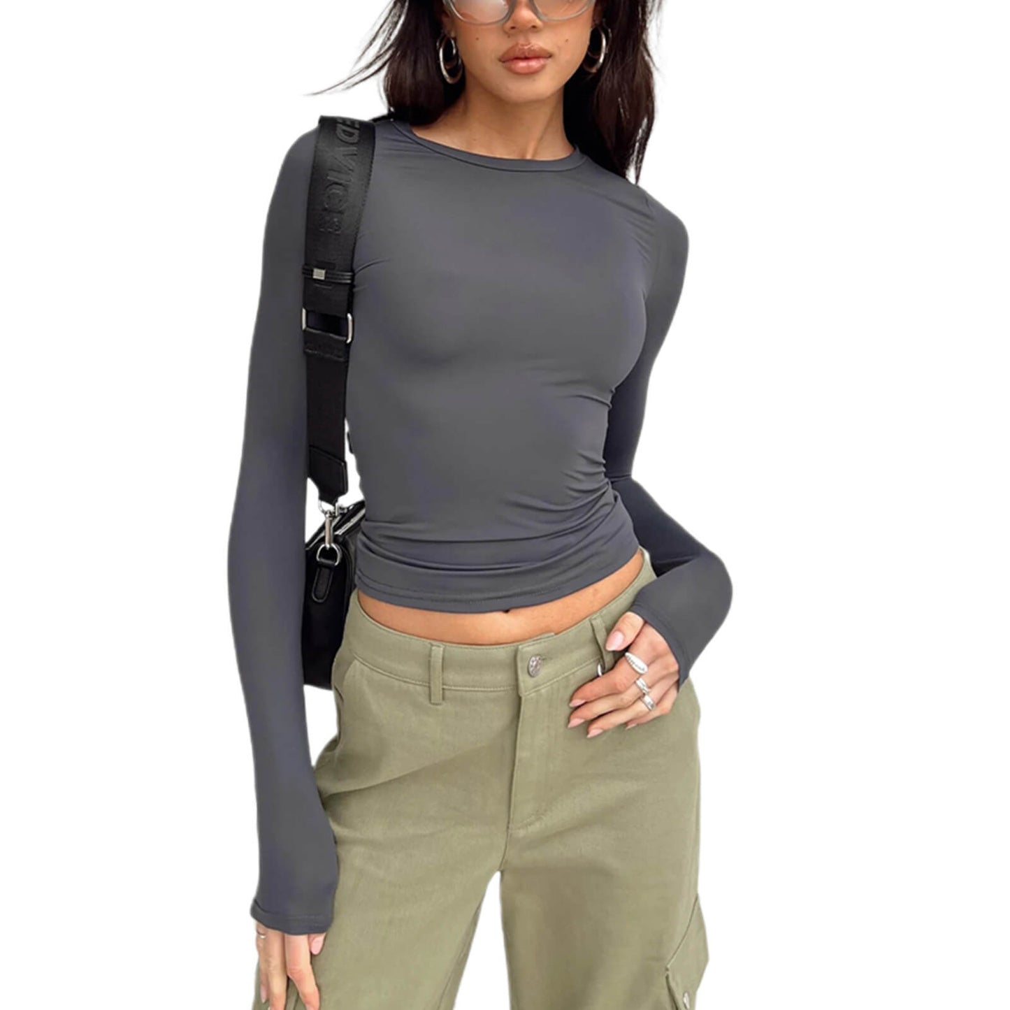 Women's Basic Slim Open Navel T-shirt