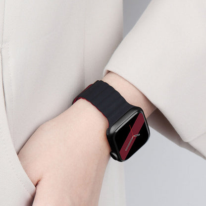 Suitable for Apple iwatch dual-color silicone buckle magnetic watch band