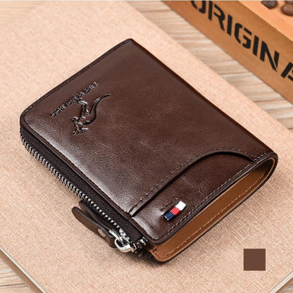 (🎁2025 New Year Hot Sale🎁)Men Wallet Zipper Genuine Leather Purse ( RFID PROTECTED )